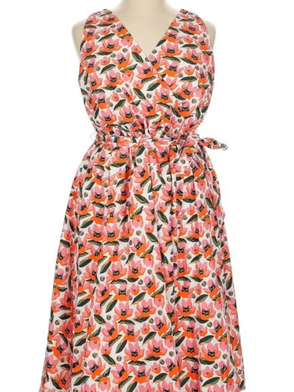 ModCloth Instant Energy Faux-Wrap Dress in Hide & Purr Cat Print, Size XL GUC - Picture 2 of 9